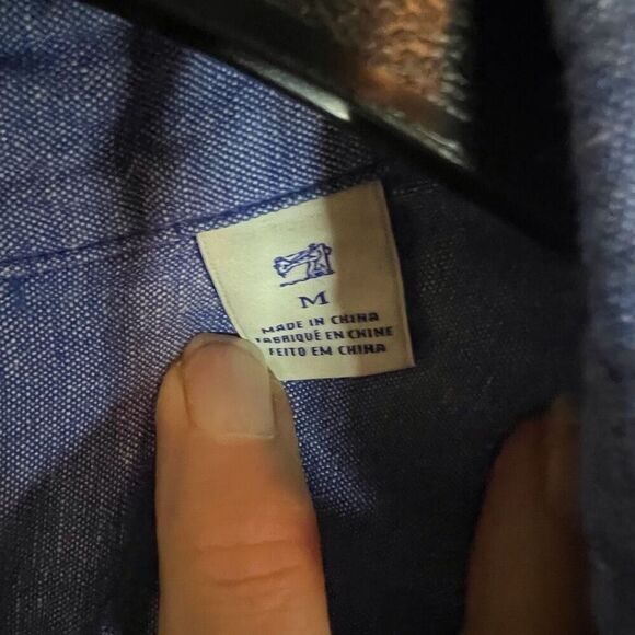 Scotch & Soda Mens Linen Blue Short Sleeve Button Down Size Medium Office Travel - Picture 4 of 9